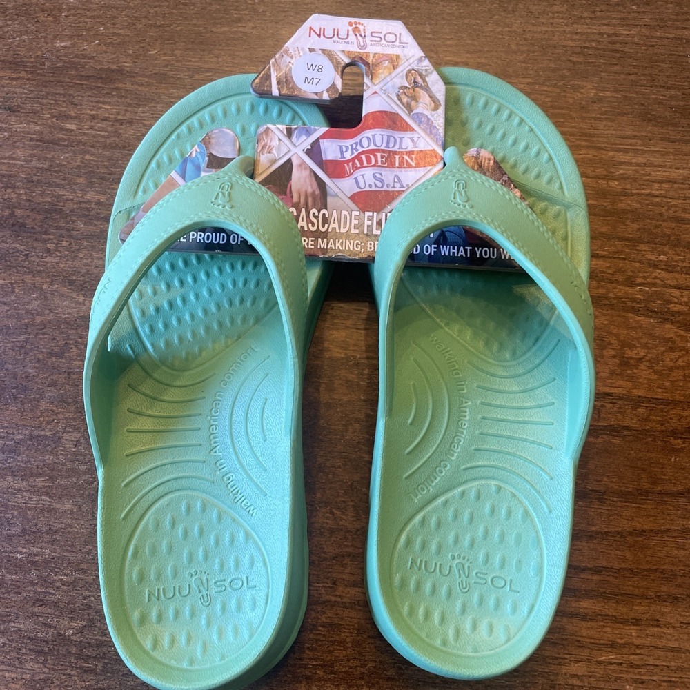 NuuSol Cascade Sage Green W 8 M 7 Flip Flops New Made In The USA